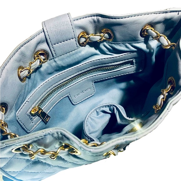 BNWOT bebe Quilted Hand Bag in Sky Blue. Brand New Without Tags. - Picture 8 of 9